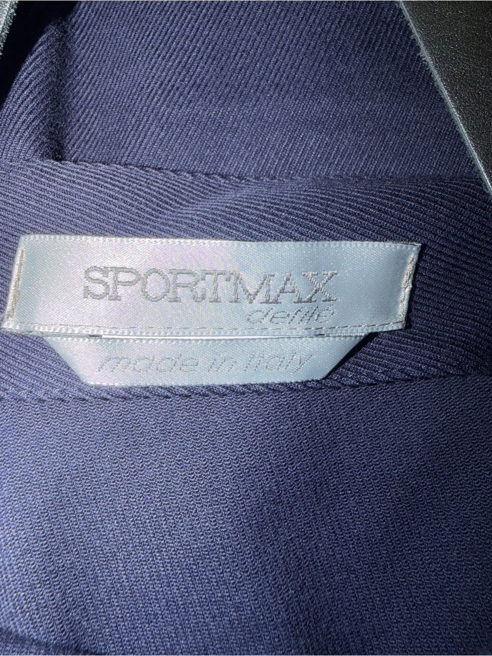 Sportmax Navy Midi Dress with Black Strap and Pocket Details - Picture 11 of 11